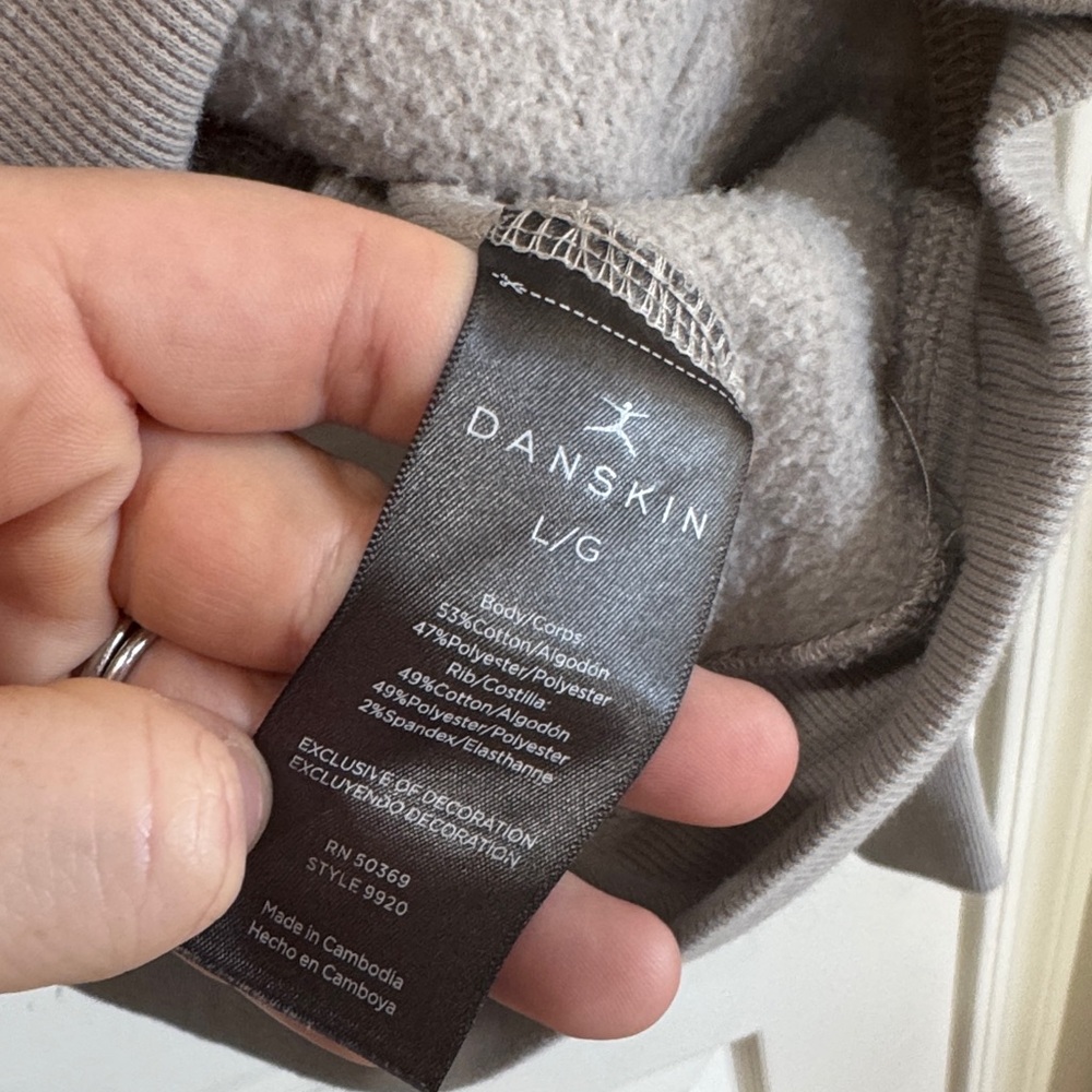 Danskin Light Gray Quarter-Zip Hoodie / J117 - Picture 4 of 4